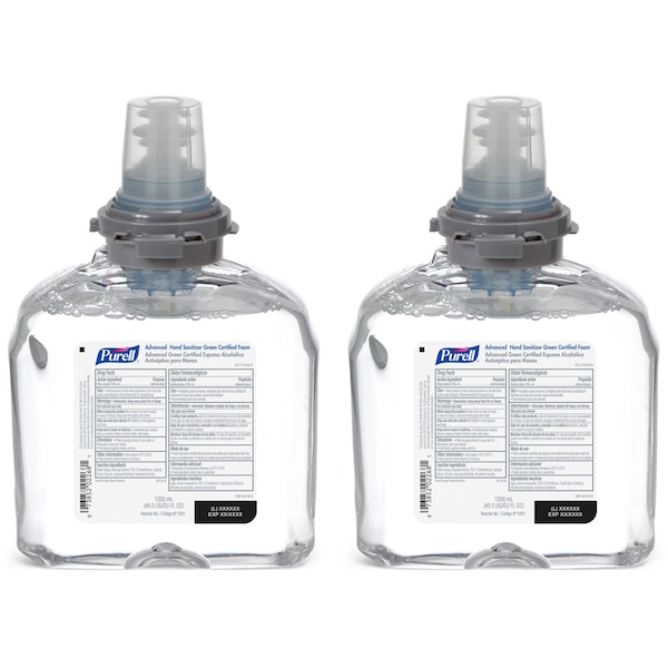 Purell Foam Refill, f/PURELL TFX Dispensers, 1200ml, Clear, PK 2 GOJ539102 - main